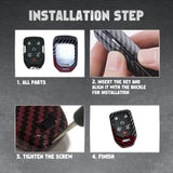 x xotic tech Glossy Black/Red Mix Color Carbon Fiber Texture Hard Plastic Key Fob Cover Case Compatible with GMC Acadia Terrain Sierra Yukon, Chevy Chevrolet Silverado 1500 2500HD 3500HD