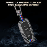 x xotic tech Key Fob Cover Case Compatible with BMW 1 3 4 5 6 7 Series X3 X5 X6 X7 M5 M6 GT3 GT5 Zinc Alloy Heavy Duty Shell Protector Holder Keychain with Carbon Fiber Pattern