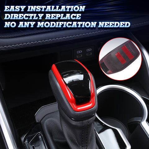 Carbon Fiber Black & Red Auto Gear Shift Knob Trim For Toyota Highlander 2020-UP