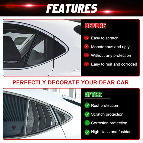 Side Window Louver Blinds Sun Shades Trim For Toyota Camry 2025-2026 Gloss Black