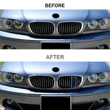 Tri-Colored Front Kidney Grille Strips Clip Cover For BMW 3 Series E46 2004-2006
