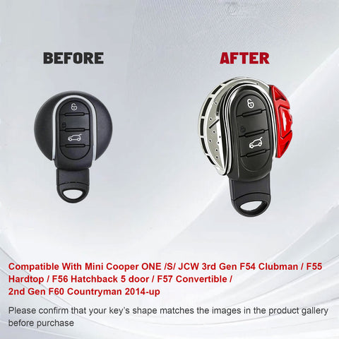 x xotic tech JCW Style Key Fob Cover Case Shell Replacement Compatible with MINI Cooper 3rd Gen F55 F56 F57 F54 Clubman, Gen2 F60 Countryman Smart Key, Brake Disk Shape
