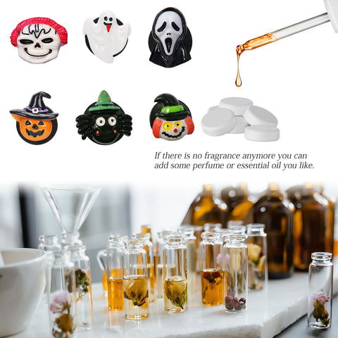 x xotic tech 6PCS Halloween Air Vent Clip Cute Pumpkin Ghost Witch Hat Spider Car Air Freshener Charm Dashboard Air Conditioning Outlet Clip Personalized Interior Decoration Accessories