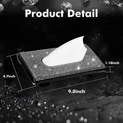 Bling Rhinestone Car Sun Visor Tissue Box Paper Towel Holder Clip Universal Fit