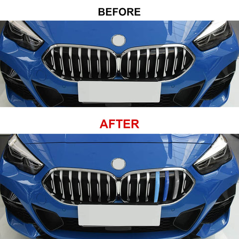 Tri-Colored Front Kidney Grille Strips Clip Cover For BMW 2 Series F44 2021-2024