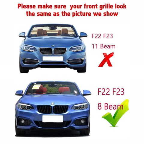 M-Sport Front Kidney Grille Strips Insert Trim For BMW 2 Series 2014-20 8 Beams