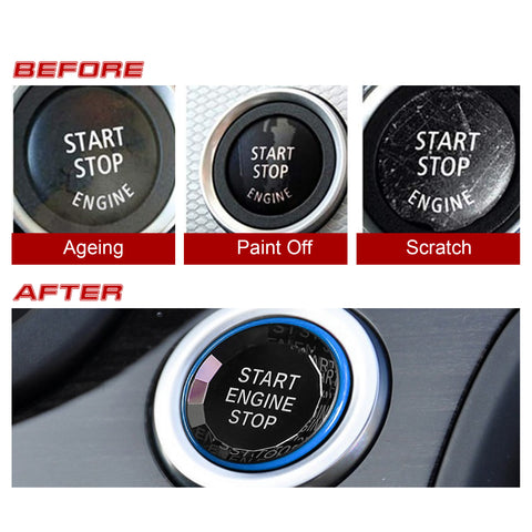 Crystal Blue Engine Start Stop Switch Button Cover For BMW 3 Series E90 E91 E92
