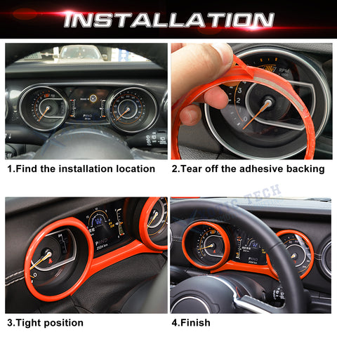 x xotic tech Dashboard Cluster Panel Gauges Cover Trim Ring Compatible with Jeep Wrangler JL JLU 2018-2023 & Gladiator JT 2020-2023 Interior Accessories(3Pcs)