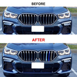 Tri-Colored Front Center Kidney Grille Strips Clip Cover For BMW X6 G06 2020-up