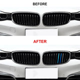 Tri-Colored Front Kidney Grille Strips Clip Cover For BMW 3 Series GT 2013-2020