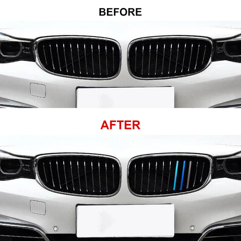 Tri-Colored Front Kidney Grille Strips Clip Cover For BMW 3 Series GT 2013-2020