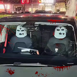 Xotic Tech Car Funny Decoration Spoof Balaclava Face Headrest Cover, Scary Bank Robber Costume Front Seat Head Rest Protector, Halloween Bandit Mask Auto Accessories Universal for Most Car-White