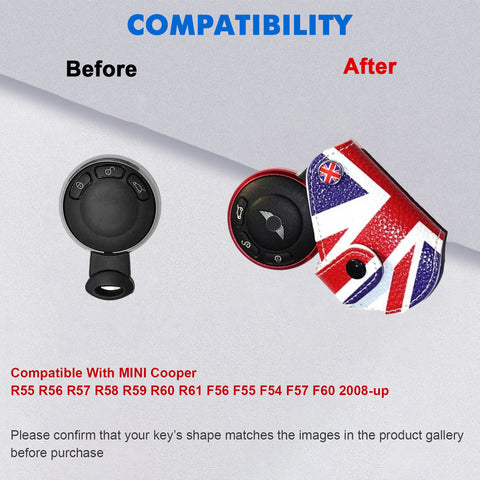 x xotic tech Union Jack UK Flag Style Key Fob Cover Holder Protector Compatible with MINI Cooper R55 R56 R57 R58 R59 R60 R61 F56 F55 F54 F57 F60 Smart Key
