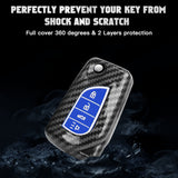 Carbon Fiber Remote Key Fob Shell Case Holder For Toyota RAV4 Corolla w/Keychain