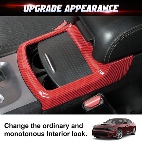 Carbon Fiber Texture Central Cup Holder Frame Trim Cover For Dodge Charger 2011-23