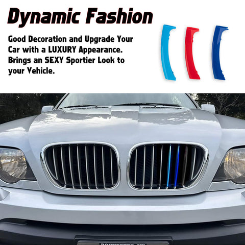 Tri-Colored Front Center Kidney Grille Strips Clip Cover For BMW X5 E53 1999-03