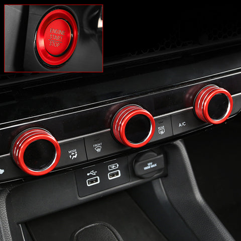 AC Vent + Climate Control + Navigation Knob Ring Trim For Honda Civic 11th Gen