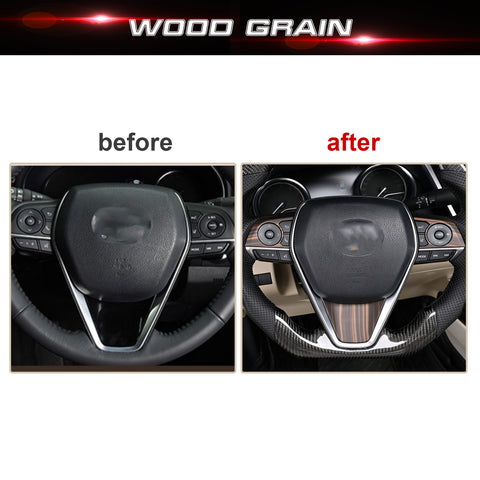 Wood Grain Steering Wheel Button Cover Trim For Toyota Camry 2018-2024