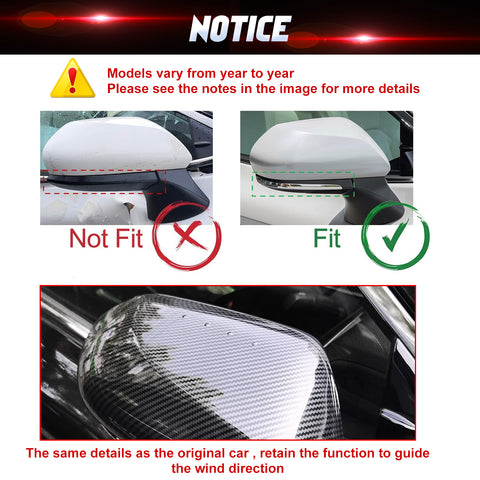 Carbon Fiber Look Door Side Rear View Mirror Cover Trim For Toyota Camry 2018-26