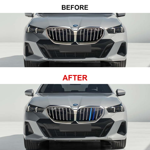 Tri-Colored Front Kidney Grille Strips Clip Cover For BMW 5 Series G60 2024-up