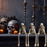 Set of 3 Halloween Statues See Speak Hear No Evil Skeleton Skull Bone Decoration