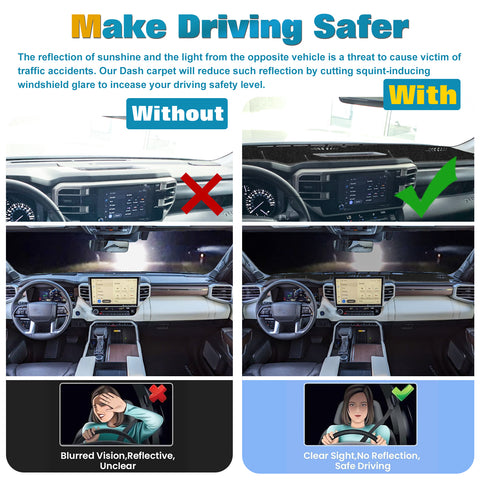 Black Non-Slip Dash Overlay Cover Dashboard Poly Mat For Toyota Tundra 2022-2025