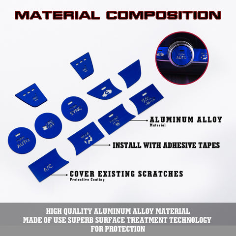 Red Aluminum Center Console Dashboard Switch Cover Trim For Honda Accord 2018-21