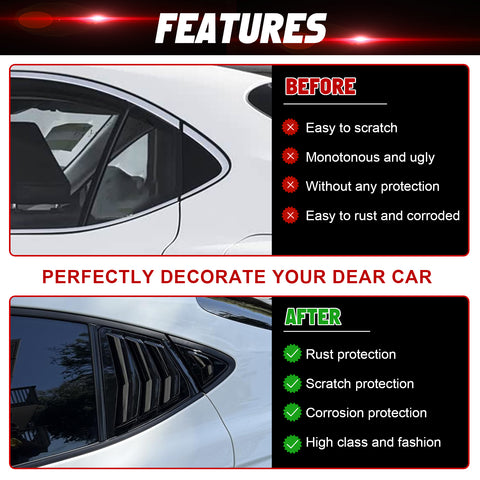 Side Window Louver Blinds Sun Shades Trim For Toyota Camry 2025-2026 Gloss Black