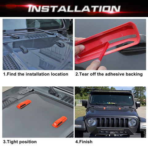 x xotic tech Front Engine Hood Hinge Cover Trim Decoration Exterior Accessories Compatible with Jeep Wrangler JL JLU 2018-up & Gladiator JT Truck 2/4 Door 2020-up (2Pcs)