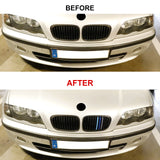 Tri-Colored Front Kidney Grille Strips Clip Cover For BMW 3 Series E46 1999-2001