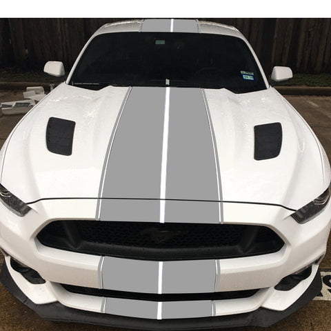 Double-Dual Sport Racing Vinyl Stripe Graphics Hood Roof Trunk Bumper Decal Sticker,Compatible with Ford Mustang 2015-2023