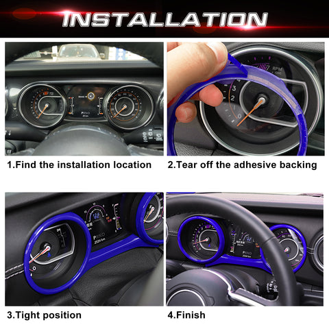 x xotic tech Dashboard Cluster Panel Gauges Cover Trim Ring Compatible with Jeep Wrangler JL JLU 2018-2023 & Gladiator JT 2020-2023 Interior Accessories(3Pcs)