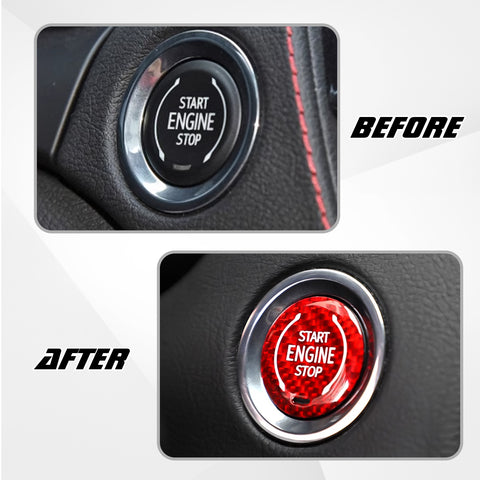 x xotic tech Real Carbon Fiber Push Start Button Trim, Engine Start Stop Button Ignition Button Cover Compatible with Cadillac XT4 2019+ XT6 CT5 2020+ or Corvette C8 2020 2021 2022 2023 2024 2025