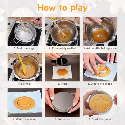 x xotic tech Korean Sugar Candy Making Tools Stainless Steel Cookie Cutters Biscuits Mold Squid Sugar Game Umbrella Triangle Star Round Square Baking Cake Mold Tin Case Needle For Chrismas Party