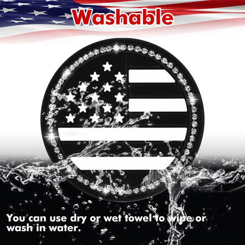 2.75" Flexible PVC Rhinestone Cup Coasters Patriotic Decoration For Men Women