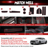 x xotic tech Door Slot Mat Compatible with Ford Mustang 2015-2023, Center Console Liner Organizer Non-Slip Cup Holder Insert Groove Door Pocket Pad Car Accessories