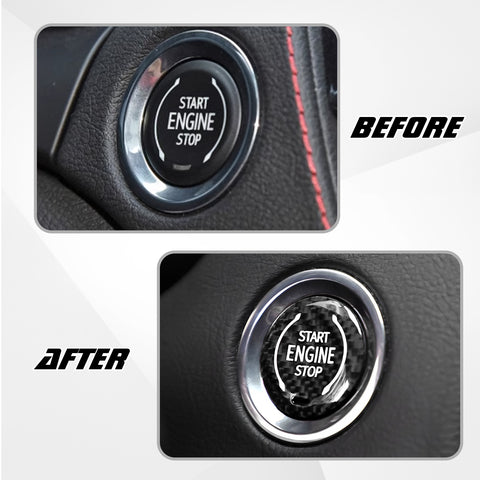 x xotic tech Real Carbon Fiber Push Start Button Trim, Engine Start Stop Button Ignition Button Cover Compatible with Cadillac XT4 2019+ XT6 CT5 2020+ or Corvette C8 2020 2021 2022 2023 2024 2025