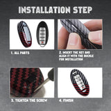 x xotic tech Glossy Black/Red Carbon Fiber Texture Hard Key Fob Cover Case Compatible with Infiniti EX FX JX QX or Nissan Altima GTR Maxima Murano Pathfinder Sentra Oval Shape 3-6 Buttons Smart Key