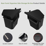 Rear Trunk Storage Bins Side Box with Carpeted Lid For Tesla Model Y Juniper 25+