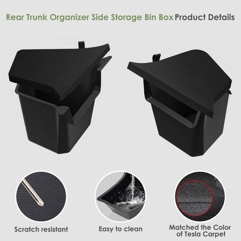 Rear Trunk Storage Bins Side Box with Carpeted Lid For Tesla Model Y Juniper 25+