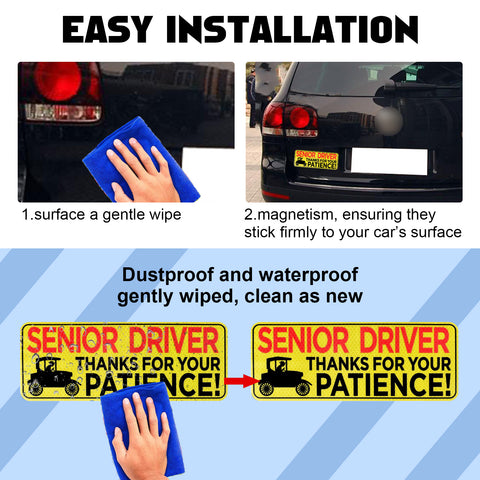 x xotic tech Elderly Driver Car Magnet Reflective Senior Driver Magnet Signs for Car Old People Gag Gifts Yellow Sign Magnetic Bumper Sticker for Grandma Grandpa