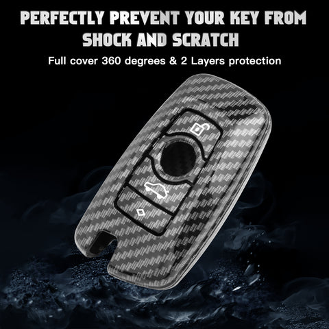 Carbon Fiber Black Key Fob Protective Cover Decor For BMW 1 3 4 Series F20 F30