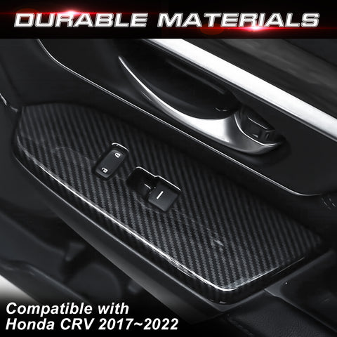 Carbon Fiber Black Inner Window Switch Panel Cover Trim For Honda CR-V 2017-2022