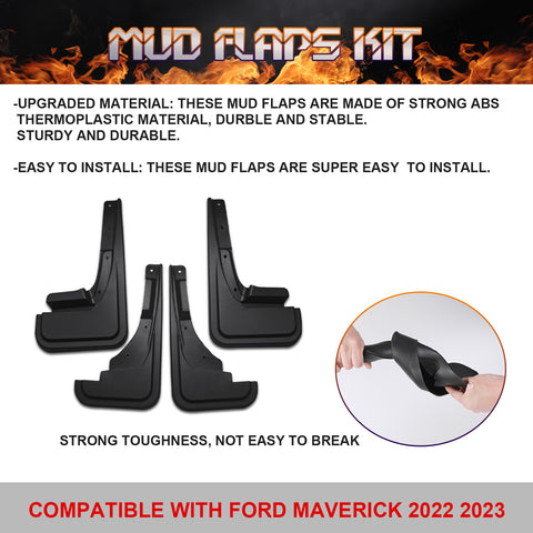 4pcs Full Set Mud Flaps Mudguard Fender For Ford Maverick 2022 2023 Front & Rear