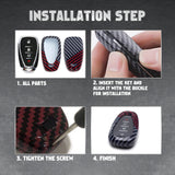 x xotic tech Glossy Black/Red Mix Color Carbon Fiber Texture Hard Plastic Key Fob Cover Case Compatible with Chevy Chevrolet Camaro Cruze Spark Volt Malibu Bolt Sonic Trax