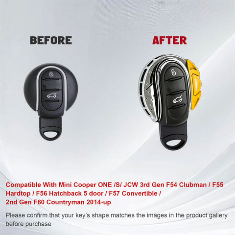 x xotic tech JCW Style Key Fob Cover Case Shell Replacement Compatible with MINI Cooper 3rd Gen F55 F56 F57 F54 Clubman, Gen2 F60 Countryman Smart Key, Brake Disk Shape
