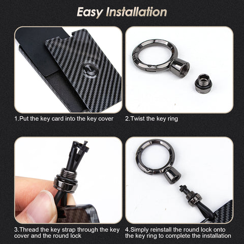 x xotic tech Key Card Holder Compatible With Tesla Model 3 Y S X Cybertruck, Glossy Black Carbon Fiber Finish Hard Plastic Cover Protective Card Case Keychain