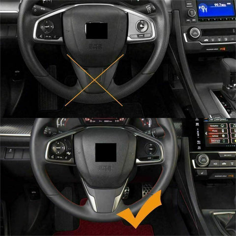 Red + Carbon Fiber Texture Inner Steering Wheel Cover Trim For Honda Civic 16-21