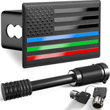 x xotic tech 2" American Flag Trailer Hitch Cover, Heavy Duty Carbon Steel Receivers Plug Cover with 5/8-Inch Anti-Theft Pin Diameter Trailer Hitch Lock For Pickup Trucks(5x3")
