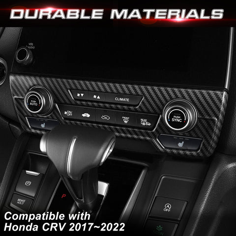 Carbon Fiber Look Console AC Climate Control CD Panel Cover For Honda CR-V 17-22